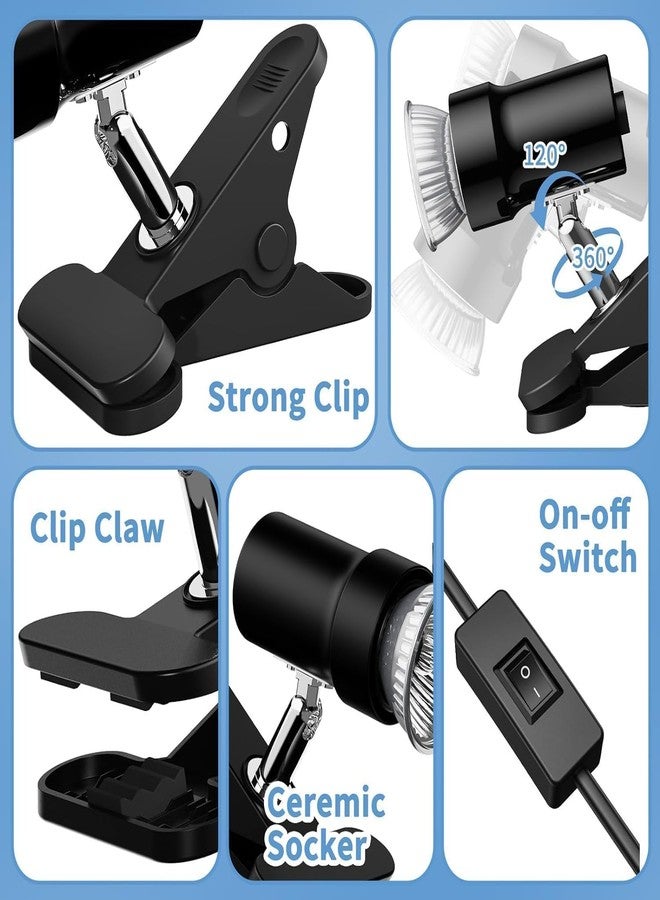 مصباح VAYINATO® قصير الرأس، قابل للدوران، يعمل بالأشعة فوق البنفسجية UVA/UVB مع لمبات تدفئة بقوة 50 واط، مناسب للسلاحف والزواحف والبرمائيات والسحالي والعناكب والطيور والثعابين (أسود) - Image 4